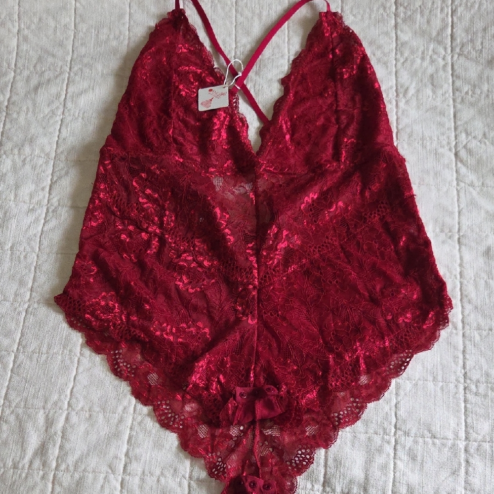 Angel Burgundy Lace Chemise